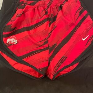 Nike Red and Black Athletic Shorts with Elastic Waistband
